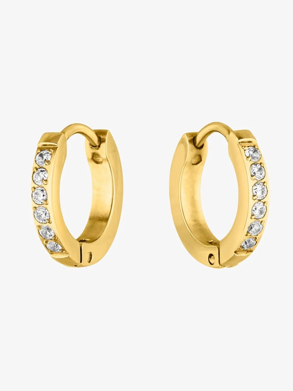 Atolea Gold Pavé Crystal Huggie Hoop Earrings NWT w/ Original Packaging